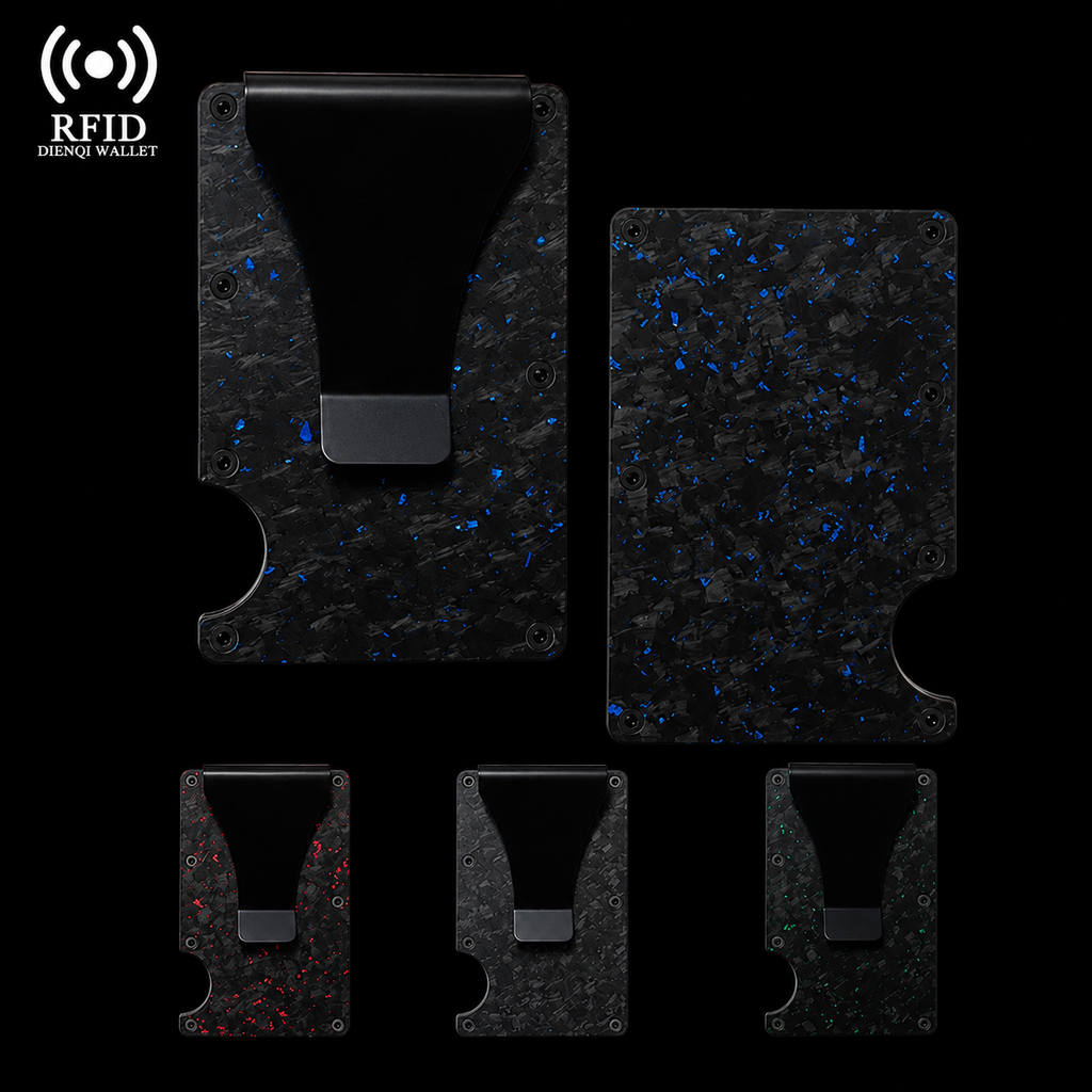 Men's RFID Blocking Wallet Metal Card Holder Slim Credit Card Case Carbon Fiber Business Bank Cardholder with Money Clip EDC