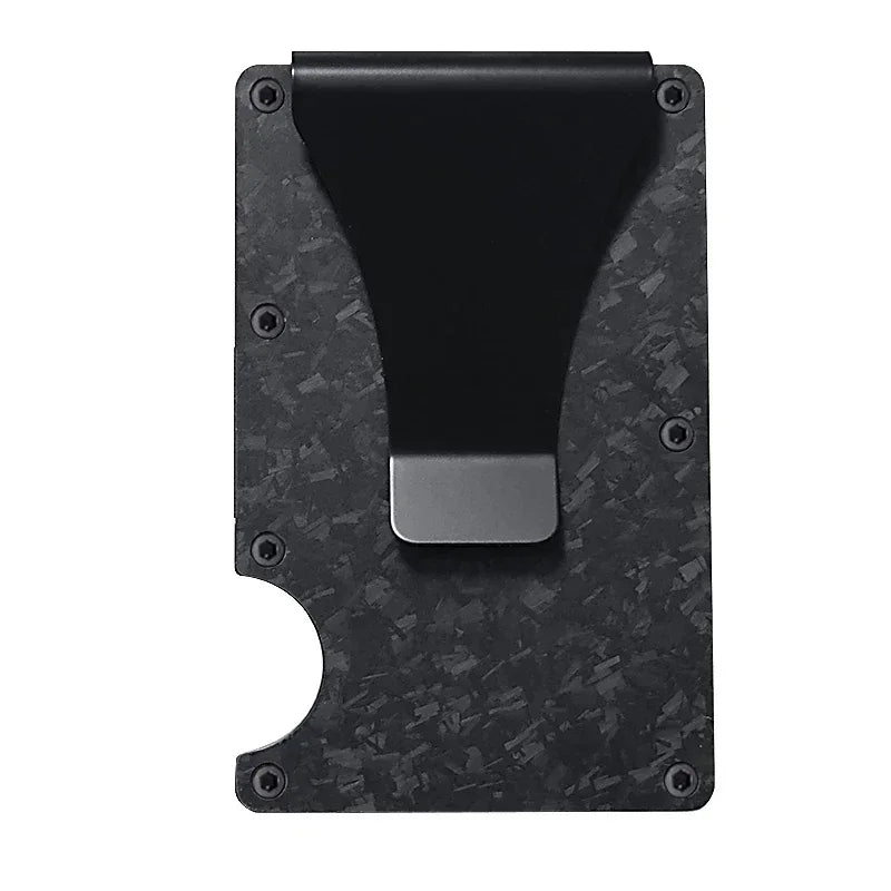Men's RFID Blocking Wallet Metal Card Holder Slim Credit Card Case Carbon Fiber Business Bank Cardholder with Money Clip EDC