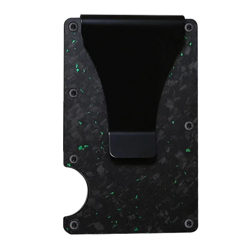 Men's RFID Blocking Wallet Metal Card Holder Slim Credit Card Case Carbon Fiber Business Bank Cardholder with Money Clip EDC