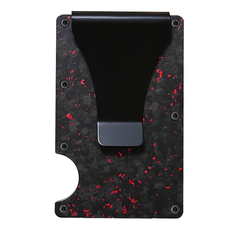 Men's RFID Blocking Wallet Metal Card Holder Slim Credit Card Case Carbon Fiber Business Bank Cardholder with Money Clip EDC