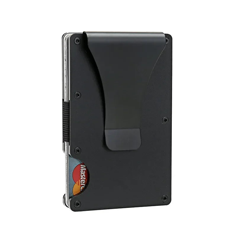 Men's RFID Blocking Wallet Metal Card Holder Slim Credit Card Case Carbon Fiber Business Bank Cardholder with Money Clip EDC